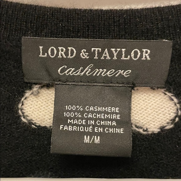 Lord & Taylor Black Cardigan with Polka Dots Size Medium - Picture 4 of 7